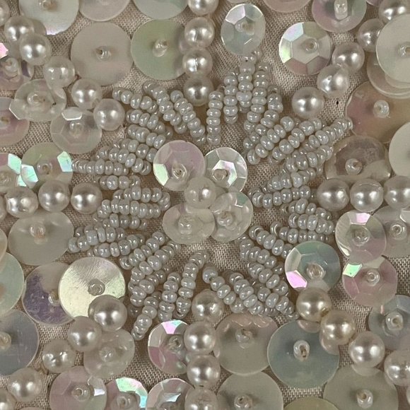 Antique white beaded sequin & pearl evening purse Le Jule - Picture 8 of 16